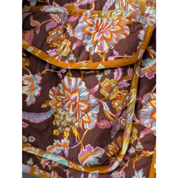 Women's 7 For All Mankind S Burgundy Floral Quilted Puffer Jacket - Picture 8 of 13